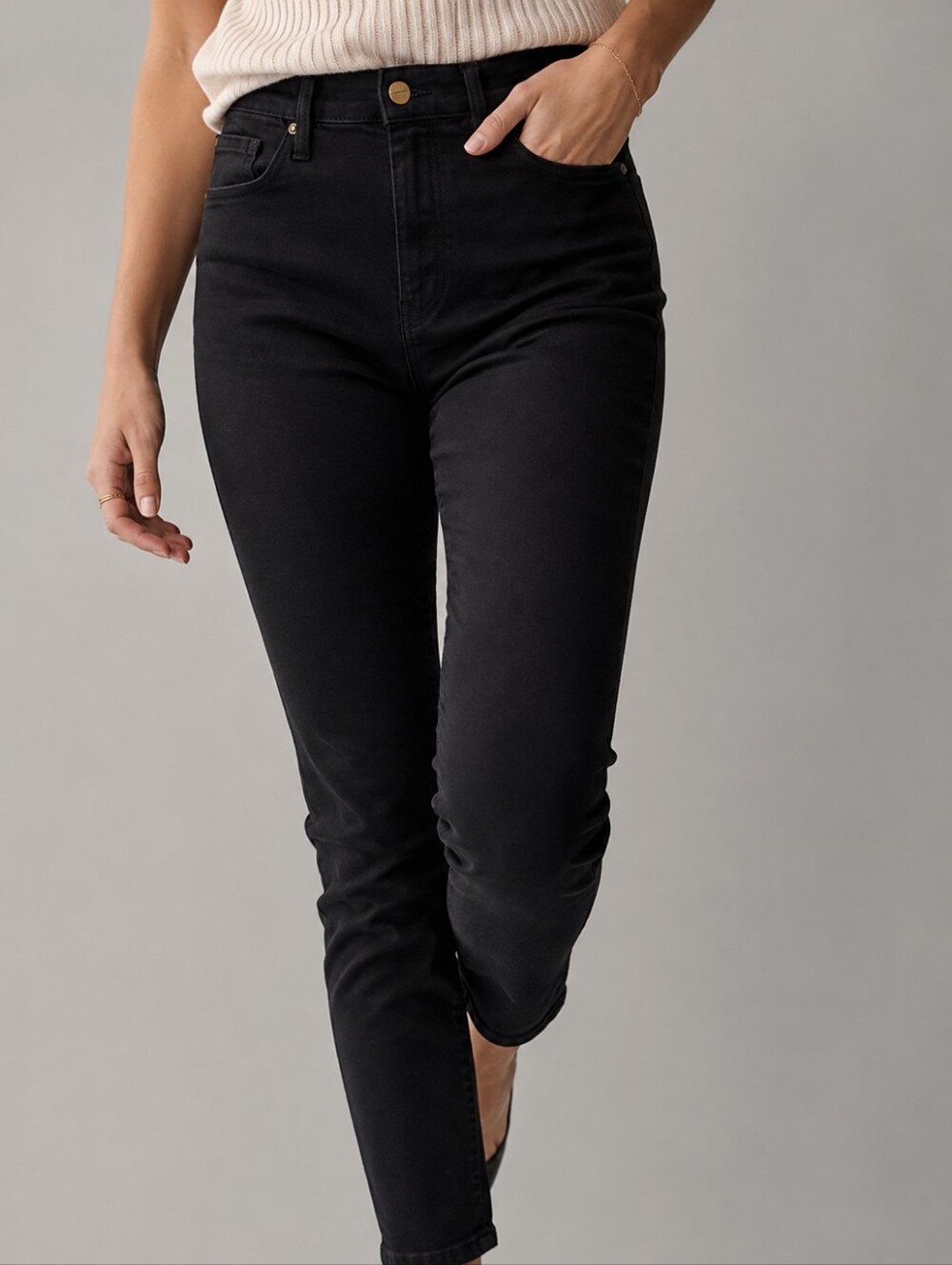 FRAME Ali High Rise Cigarette Noir Black Jeans Womens Size 26